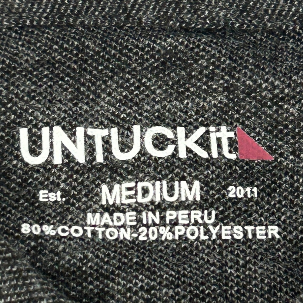 UNTUCKit Zingaro Shirt Men Medium Charcoal Gray Long Sleeve Button Down Polo NEW - Picture 4 of 11